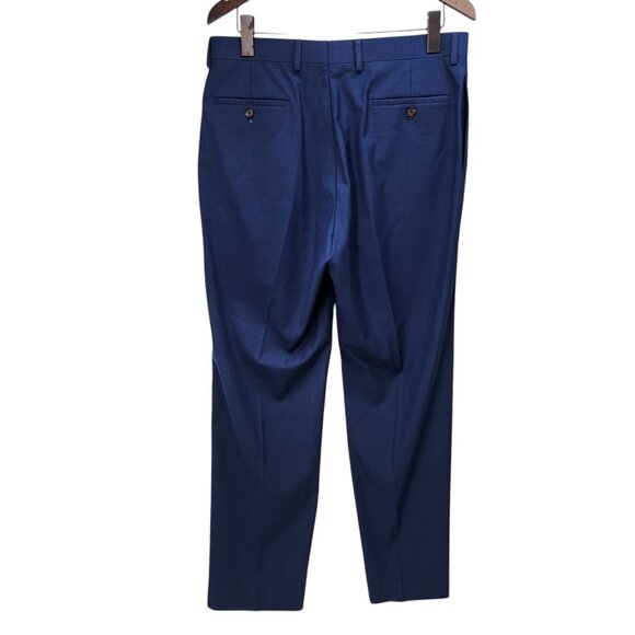 Ralph Lauren Mens Blue Wool Blend Trousers 34 x 32 Flat Front Button Closure‎ - Picture 2 of 10